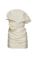 Flowering Girl Women Strapless Ruffled Taffeta Mini Dress in White