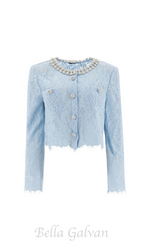 Flowering Girl Women carol lace embellished top in blue