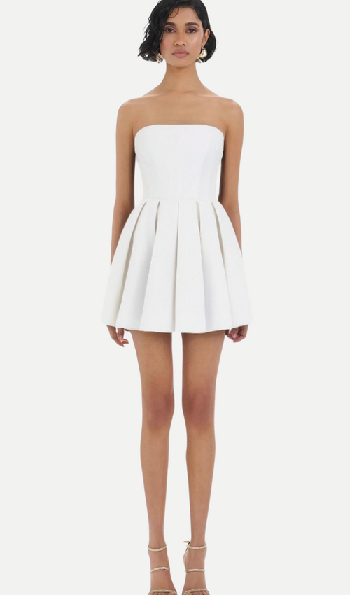 Flowering Girl Women alyssa white strapless pleated mini dress
