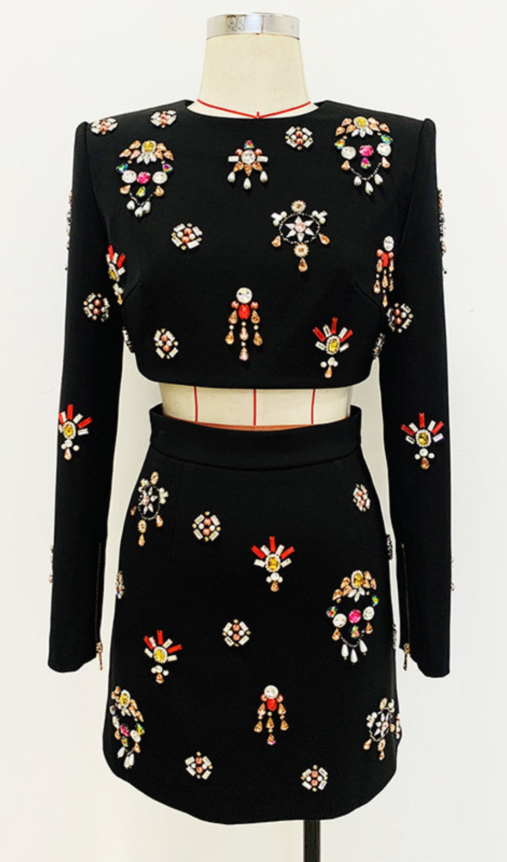 Flowering Girl Women BLACK RHINESTONE EMBELLISHED SKIRT SET