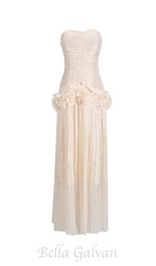 Flowering Girl Women ruffle-embellished pleated maxi dress in apricot