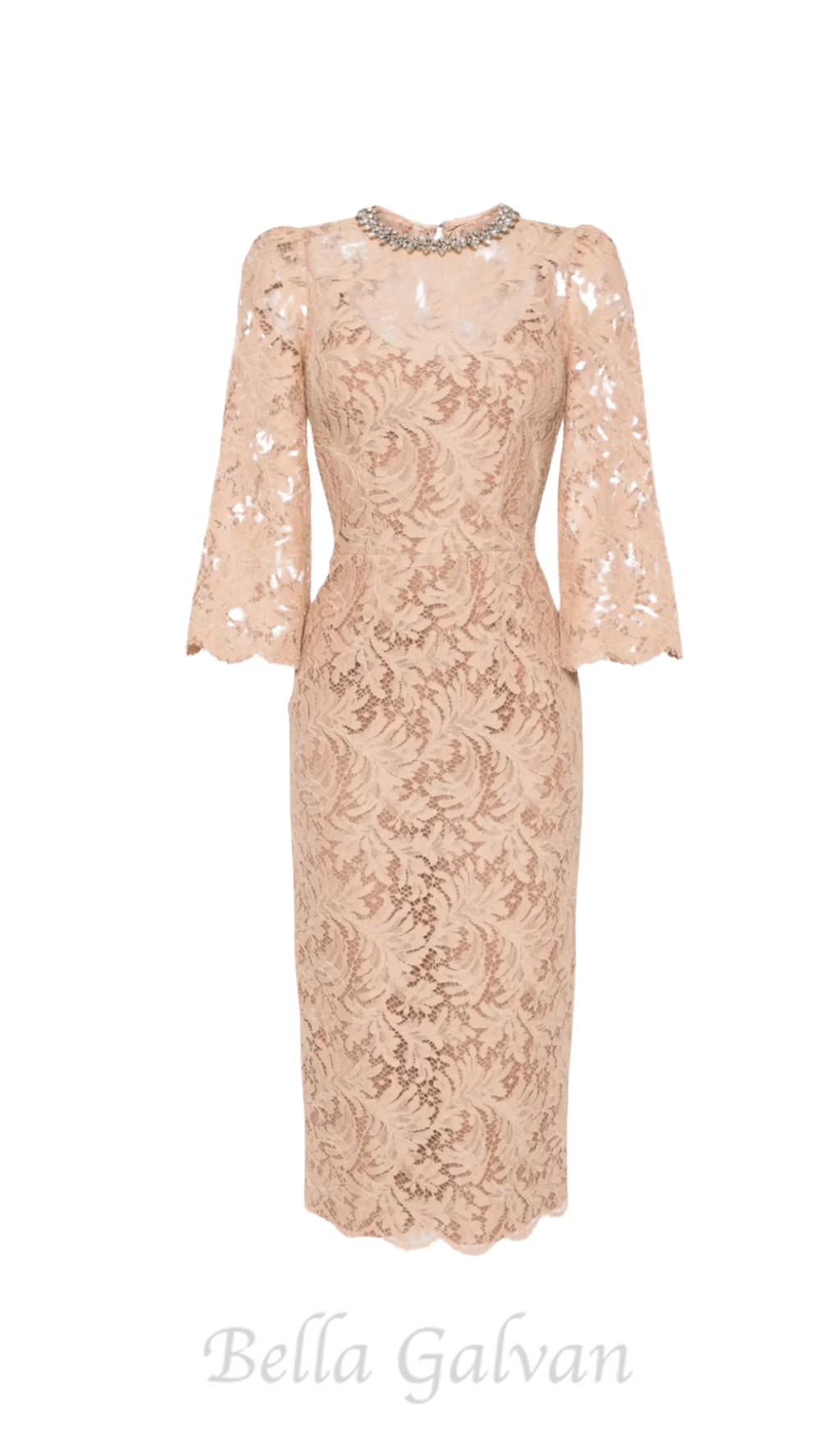 Flowering Girl Women Acotas Lace Crystal-embellished Midi Dress in Nude