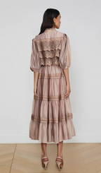 Flowering Girl Women Inès lace cut-out tiered midi dress