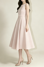 Blush 3D Floral Sleeveless Midi Formal Dress