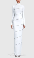 Flowering Girl Women Aloysius Zipper Bodycon Maxi Dress In White