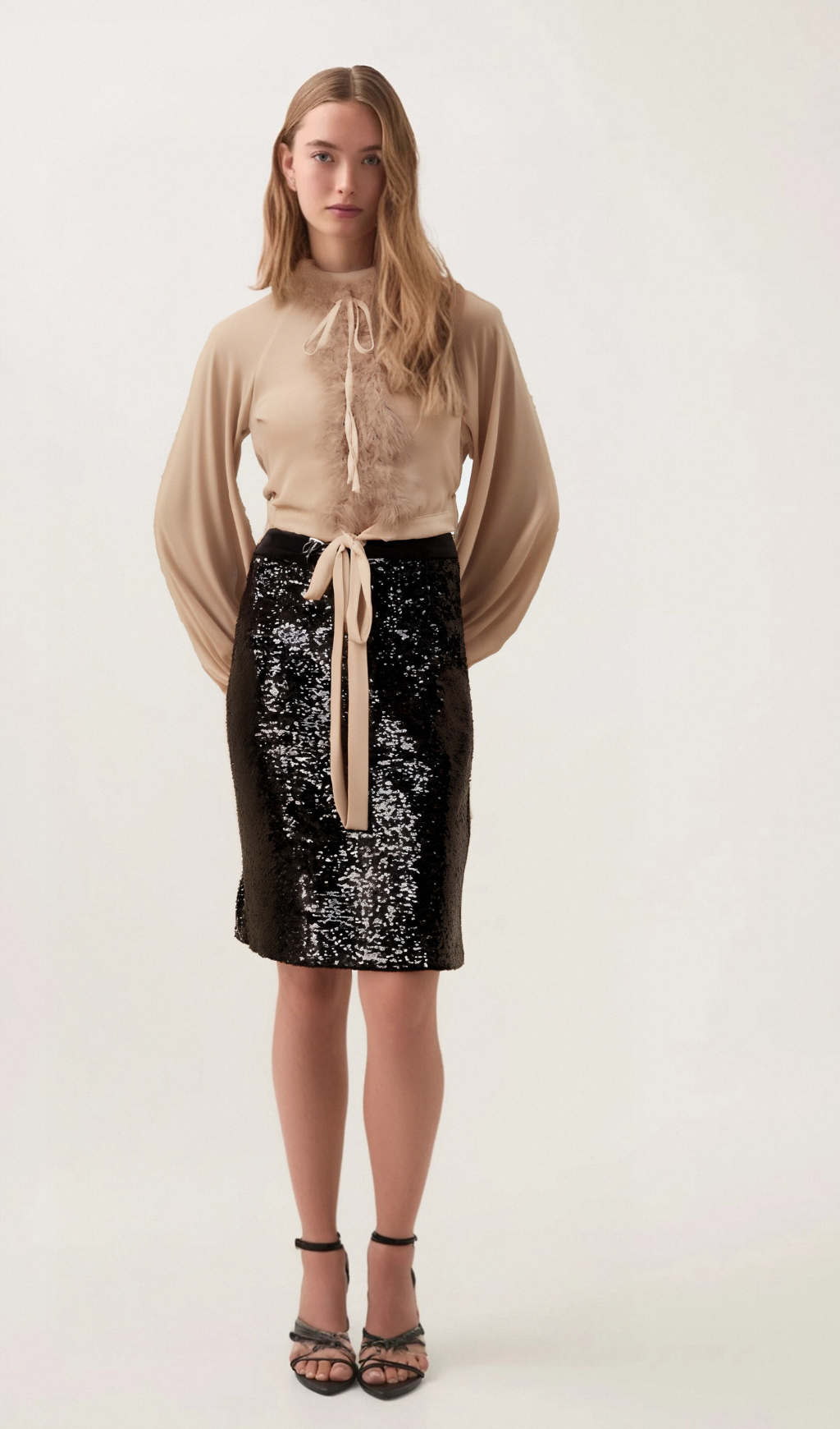Flowering Girl Women Salome feather-detail chiffon blouse