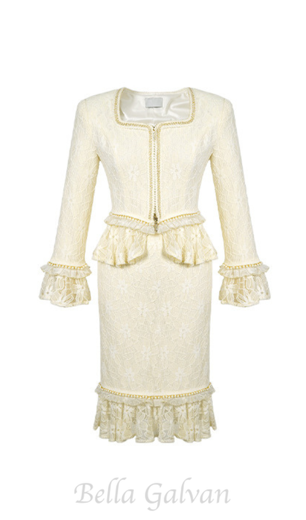 Flowering Girl Women lace top bodycon skirt suit in ivory