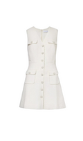 Flowering Girl Women Bouclé pearl-buttons knitted mini dress in white