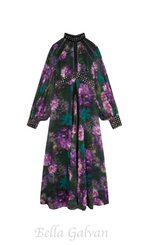 Flowering Girl Women multicolor studded floral lace maxi dress