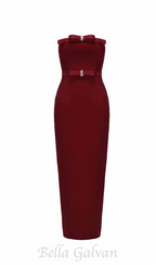 Flowering Girl Women demi bow strapless midi dress in merlot