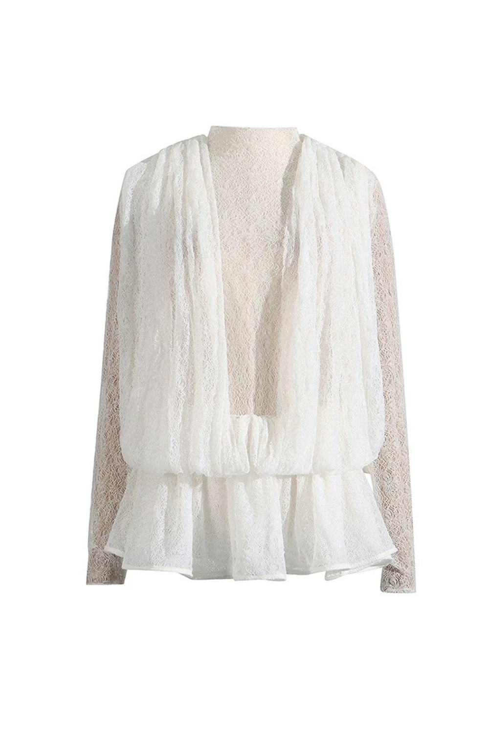 Chaylee Semi-sheer Lace Ruffle Mini Dress
