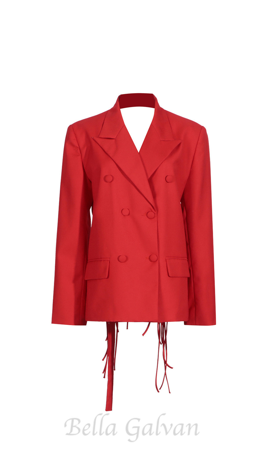 Flowering Girl Women Vienna Cutout Fringe Backless Blazer In Red