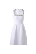 Flowering Girl Women anila square neck crystal embellished mini dress in white
