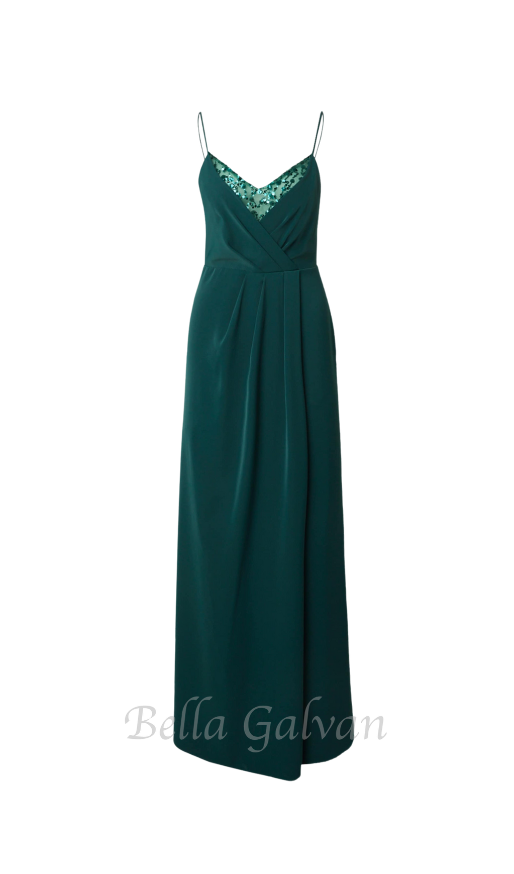 Flowering Girl Women crystal embellished pleated maxi dress in green
