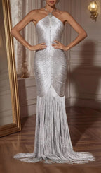 Bluma Halterneck Diamond Fringe Maxi Dress