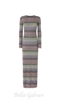 Flowering Girl Women multicolor maxi dress with lamé greek motif