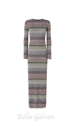 Flowering Girl Women multicolor maxi dress with lamé greek motif