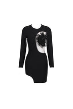 Flowering Girl Women Embellished Long Sleeve Bandage Mini Dress In Black