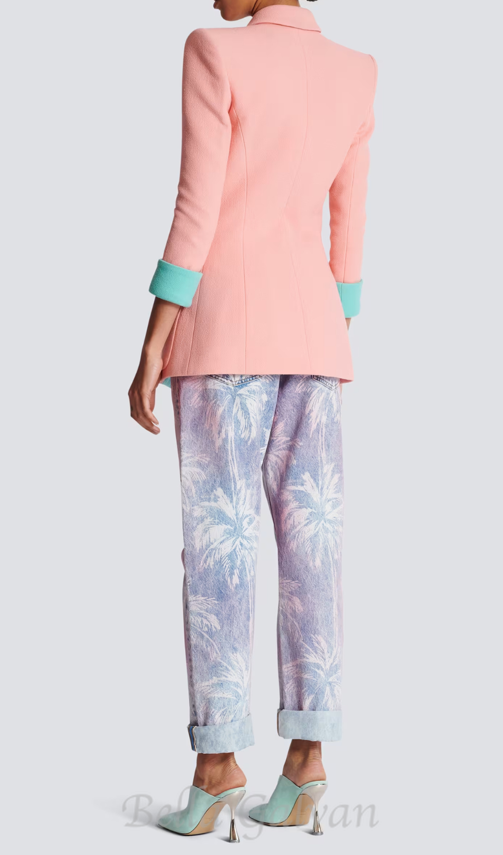 Flowering Girl Women 1-button double crepe two-tone jacket
