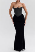 Flowering Girl Women Strapless Corset Maxi Dress In Black