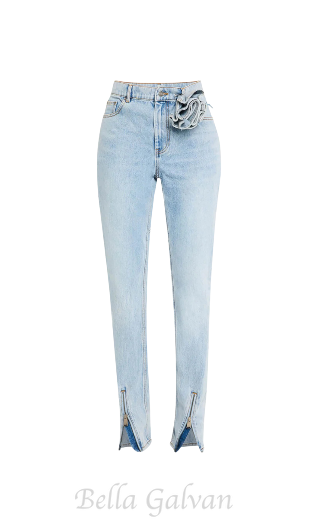 Flowering Girl Women Quinta Floral Zip-Hem Skinny Jeans in pale blue
