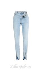 Flowering Girl Women Quinta Floral Zip-Hem Skinny Jeans in pale blue