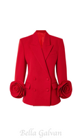 Flowering Girl Women Sophia Rose Appliqué Blazer in Red