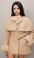 Flowering Girl Women Rosella detachable-cape faux-fur coat