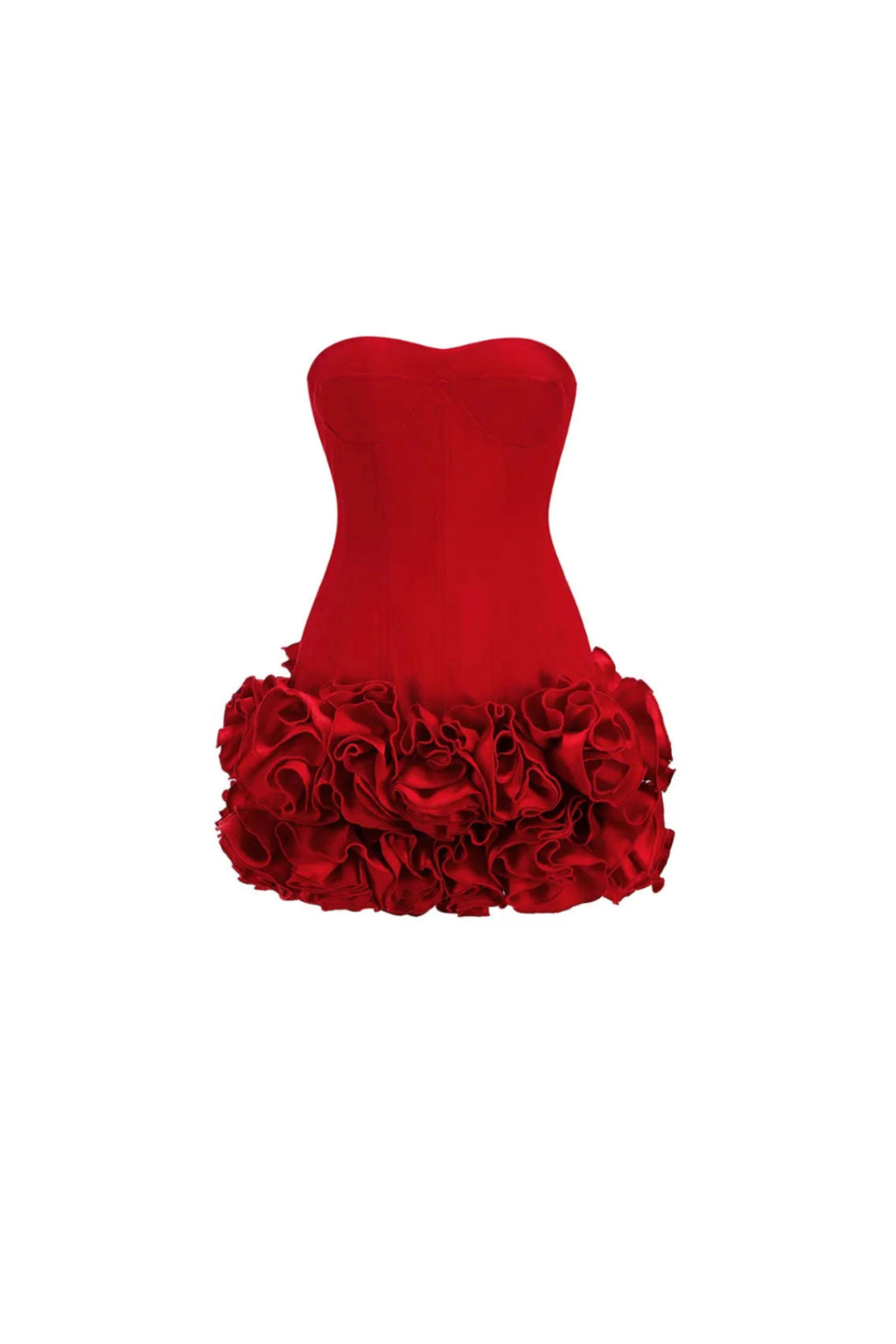 Flowering Girl Women Angela Red Flower-Trim Embellished Strapless Mini Dress