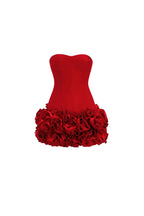 Flowering Girl Women Angela Red Flower-Trim Embellished Strapless Mini Dress