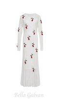 Flowering Girl Women Hilaria Rose Handcrafted Knit Midi Dress in White