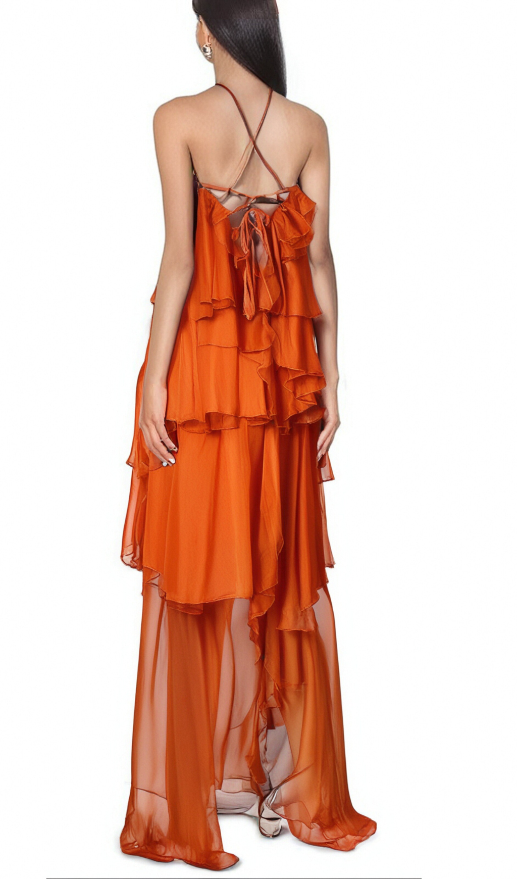 Flowering Girl Women Carrie orange halterneck flounced maxi dress