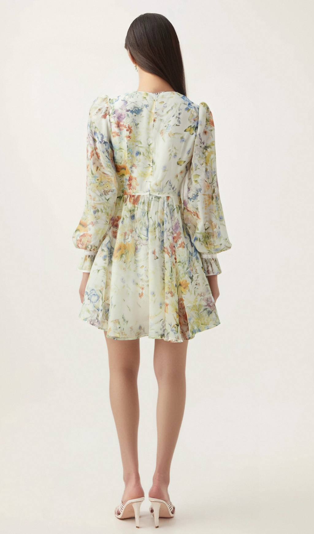 Flowering Girl Women Éléonore floral-print lace-detail mini dress