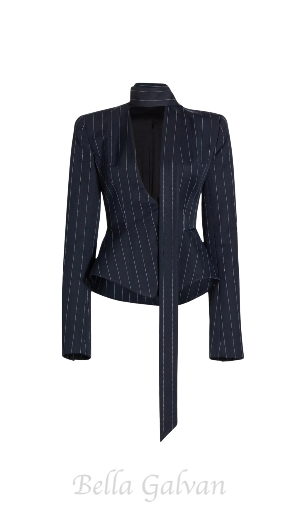 Flowering Girl Women Hibyl Pinstripe Scarf Blazer in black