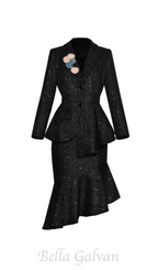 Flowering Girl Women 3d flower jacket hip fishtail skirt set