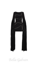 Flowering Girl Women crystal-stripe bodycon mini dress in black