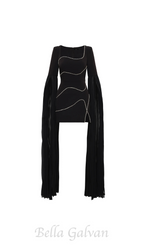 Flowering Girl Women crystal-stripe bodycon mini dress in black
