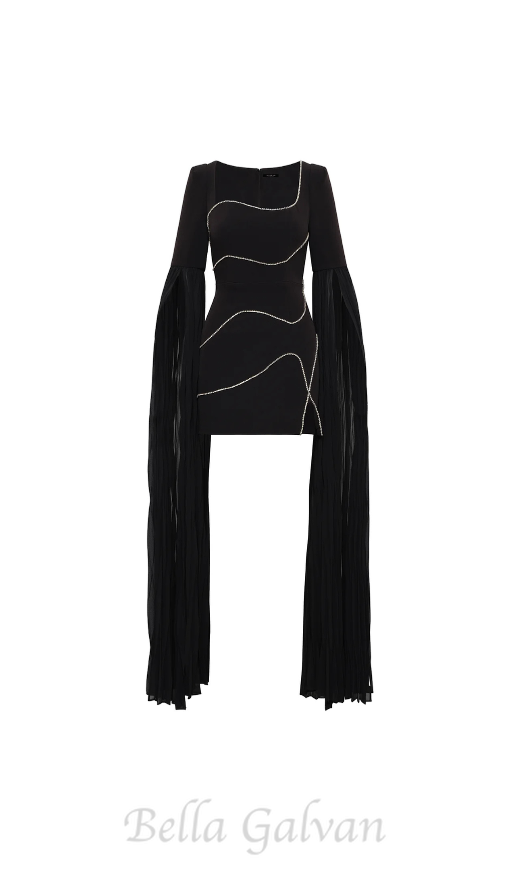 Flowering Girl Women crystal-stripe bodycon mini dress in black