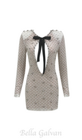 Flowering Girl Women pearl embellished cut out mini dress in beige