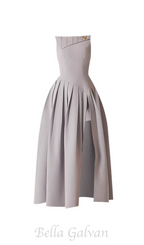 Flowering Girl Women sleeveless pleated slit midi dress in gray