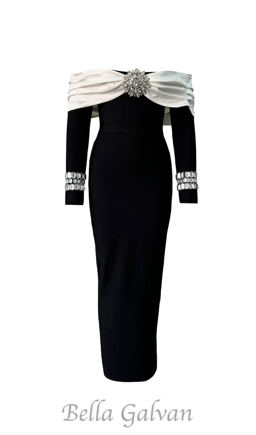 Flowering Girl Women off neck backless diamond bandage black maxi dress