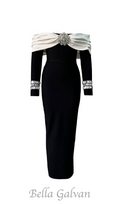 Flowering Girl Women off neck backless diamond bandage black maxi dress