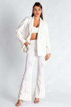 Flowering Girl Women Pibamen Floral Embroider Blazer Set