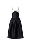 Flowering Girl Women Bow-Detail Taffeta Midi Dress in black