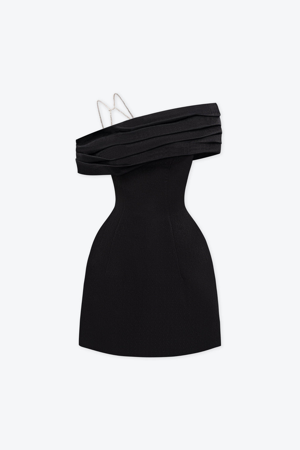 Flowering Girl Women Asymmetric Neck Taffeta Mini Dress In Black