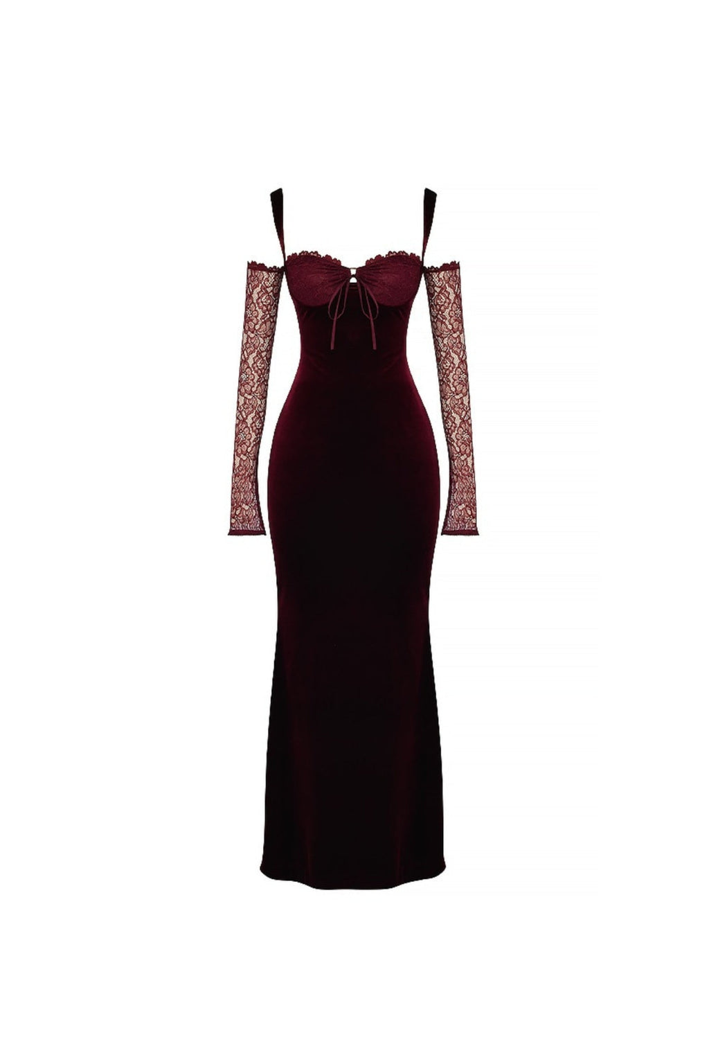 Flowering Girl Women Black Cherry Velvet Maxi Dress