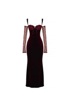 Flowering Girl Women Black Cherry Velvet Maxi Dress