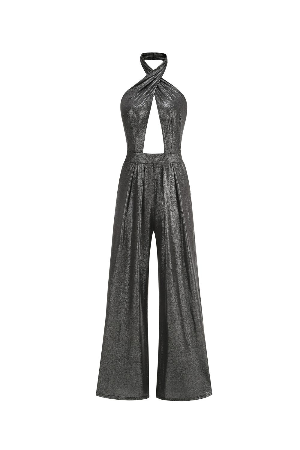 Flowering Girl Women mirabelle halter jumpsuit in black silver