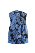 Flowering Girl Women Kayla Jacquard Strapless Mini Dress In Blue