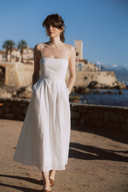 gloria flower detail strapless maxi dress - white